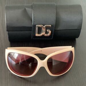 Dolce & Gabbana Cream Frame Sunglasses with Black Case